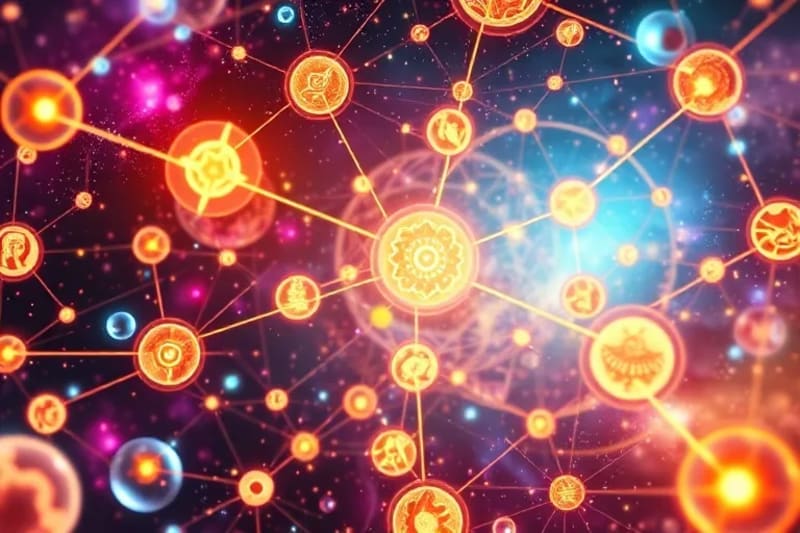 Abstract interconnected interdimensional realities