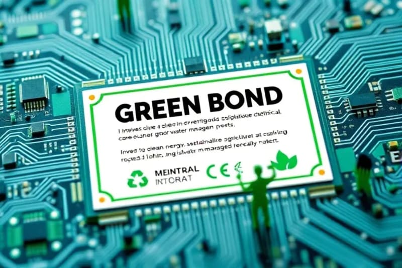 Diagrama de flujo que ilustra el proceso de inversión en bonos verdes, desde el inversor hasta los proyectos sostenibles.