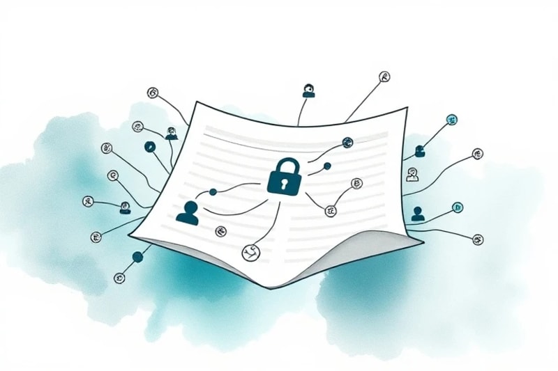 Ilustración conceptual de un contrato legal digital extendiéndose en un entorno virtual, representando los desafíos de la aplicación de la ley en el metaverso.
