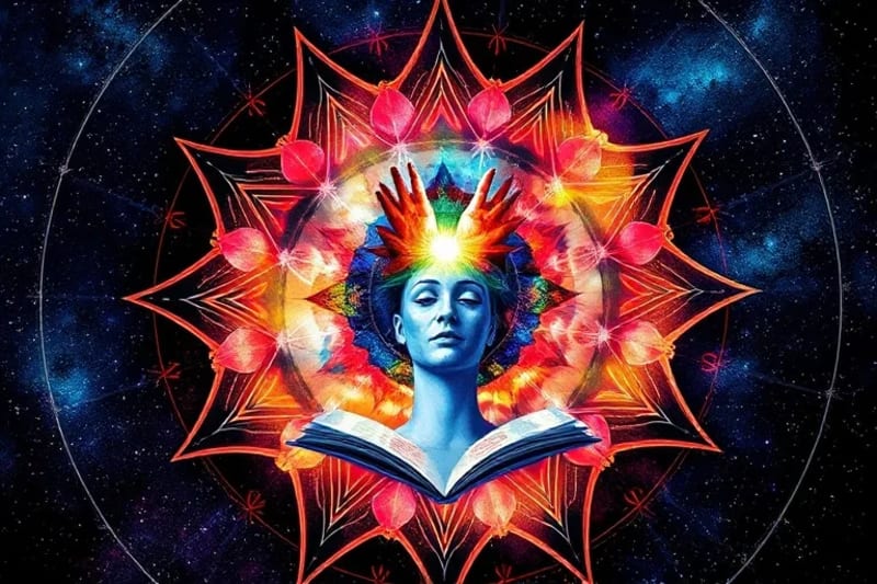 Watercolor vortex of colors representing spiritual insights