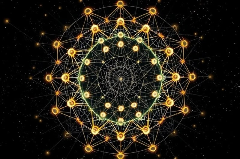 Interconnected glowing spheres representing collective consciousness