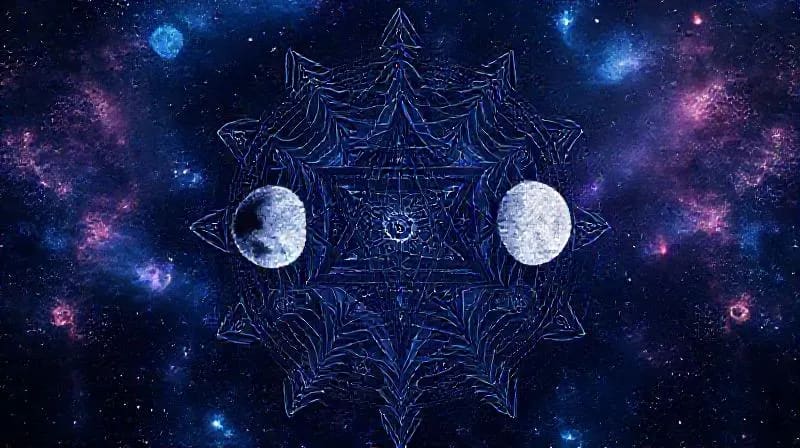 Fases lunares con símbolos rúnicos