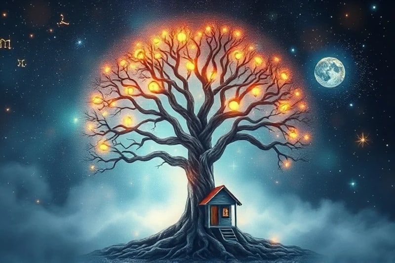 Árbol genealógico con elementos de Feng Shui