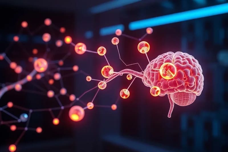 Representación abstracta de la comunicación neuronal y la salud mental, simbolizando el equilibrio y la resiliencia.