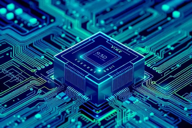 Representación vectorial de una fortaleza digital siendo infiltrada por entidades deepfake fluidas, con un patrón de circuito cuántico subyacente.
