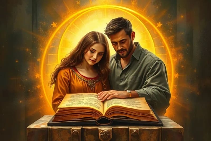 Familia protegida por una luz divina