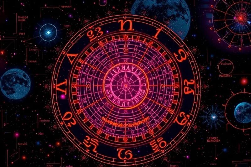 Esfera celestial con estrellas fijas y trayectorias nodales