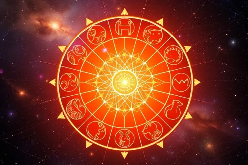 Círculo zodiacal con orbe de energía central