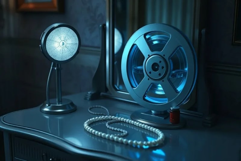 Objetos simbólicos del glamour de Hollywood y la ingeniería de telecomunicaciones.