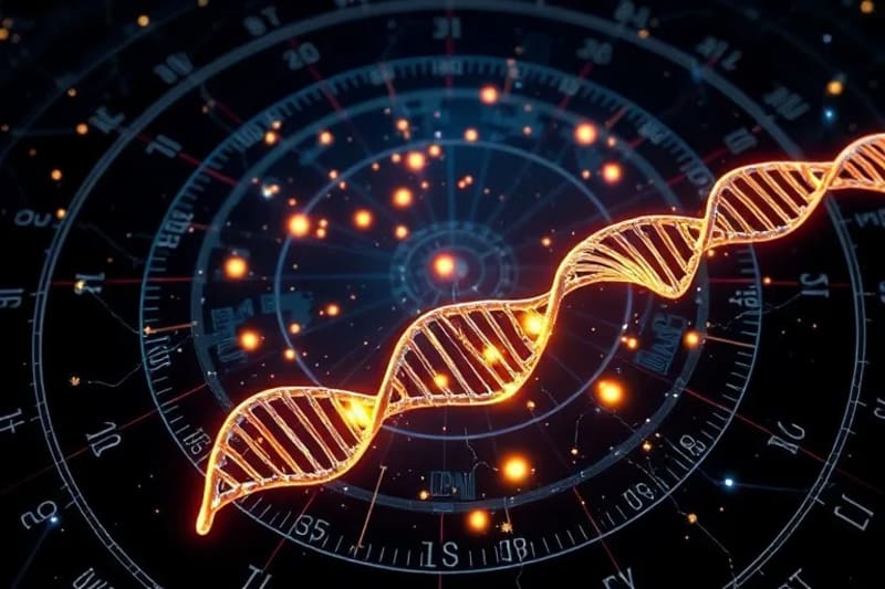 Representación abstracta de marcadores epigenéticos en el ADN
