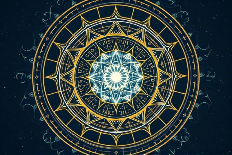 Abstract 3D render of interlocking geometric shapes forming a mandala, symbolizing archetypal integration and self-mastery