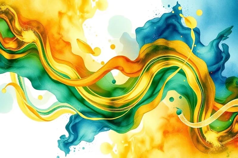Pintura abstracta de flujo de energía y vitalidad con motivos de ADN.