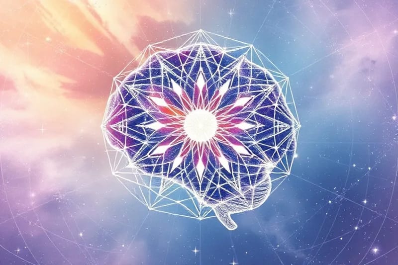 Stylized brain connected to global network