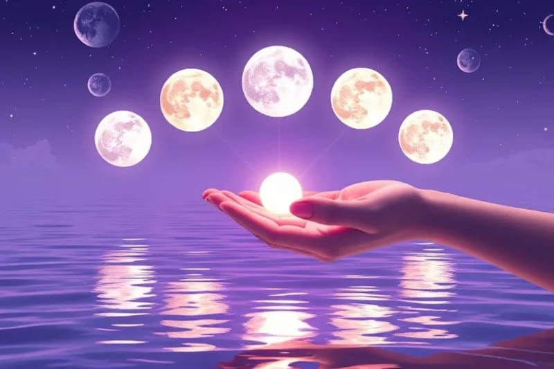 Representación artística de las fases lunares y su energía de manifestación