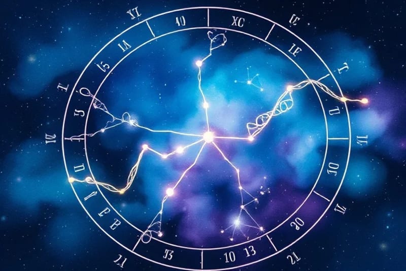 Representación abstracta de patrones energéticos y genéticos entrelazados, simbolizando la herencia ancestral.