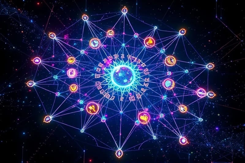 Matriz cristalina brillante que representa la memoria transpersonal y las lecciones de vida