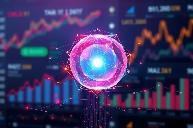 An abstract digital painting showing interconnected, colorful geometric shapes, representing a well-diversified investment portfolio with growth potential.