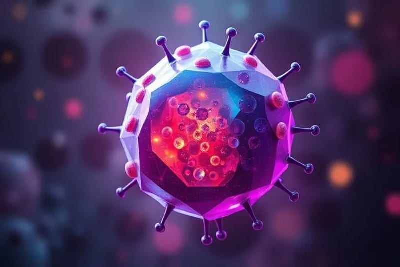 Microscopic view of a cell vibrating with sound waves