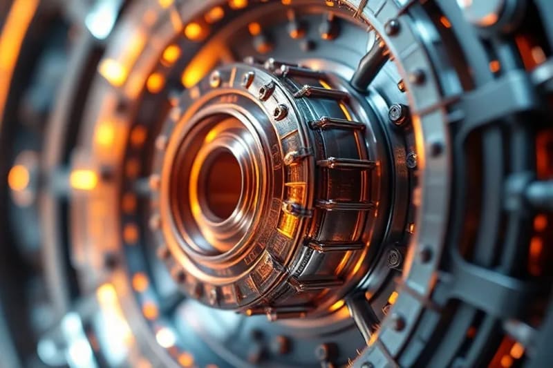 Intricate cross-section of a tokamak reactor