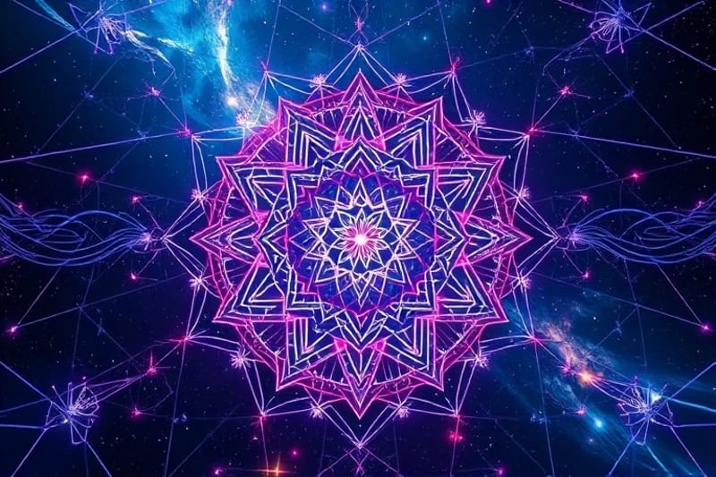 Abstract 3D render of sound waves forming geometric structures, symbolizing reality shaping