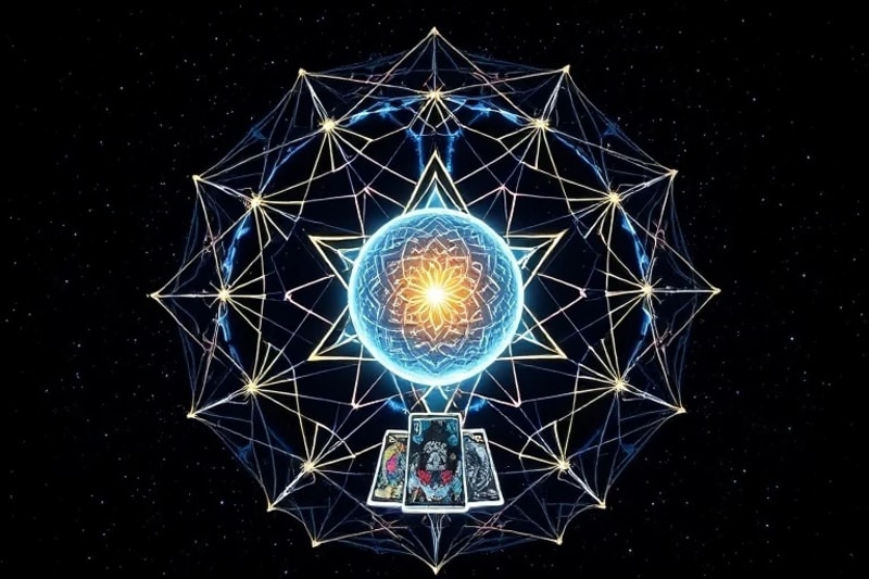 3D render of brain with neural pathways connected to divination tools