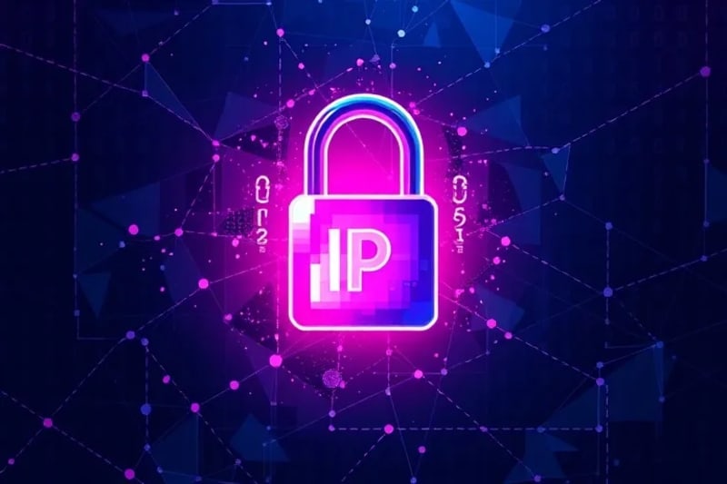 Symbolic image of a digital padlock on fragmented art, representing the challenges of intellectual property protection for AI-generated digital art.