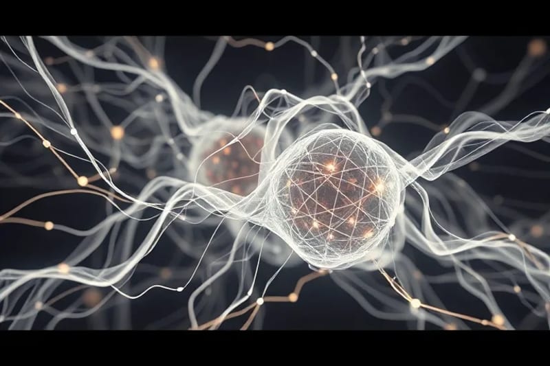 Caminos neuronales entrelazados con estructuras arquitectónicas abstractas