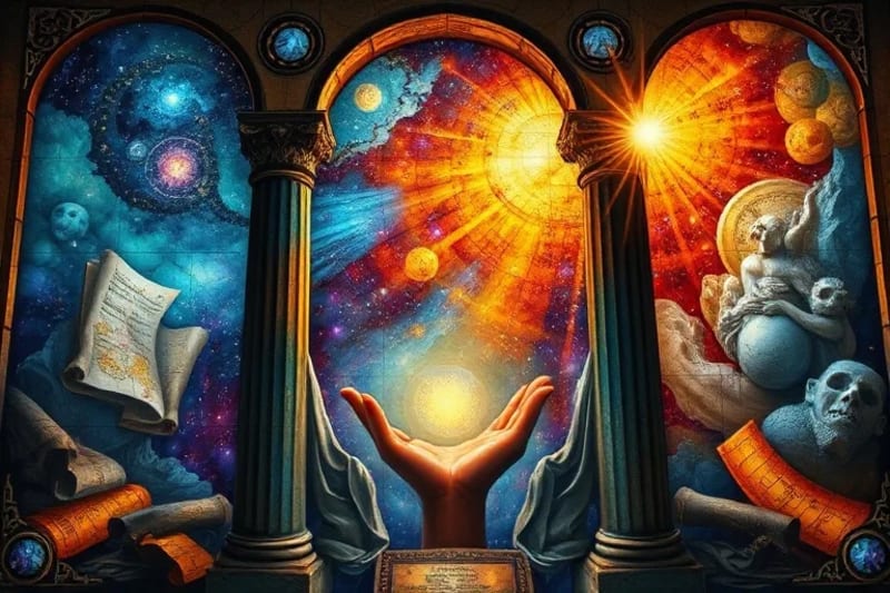 Abstract concept of lost celestial knowledge
