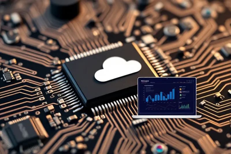 Stylized vector art showing interconnected digital tools forming a seamless workflow for a small business.