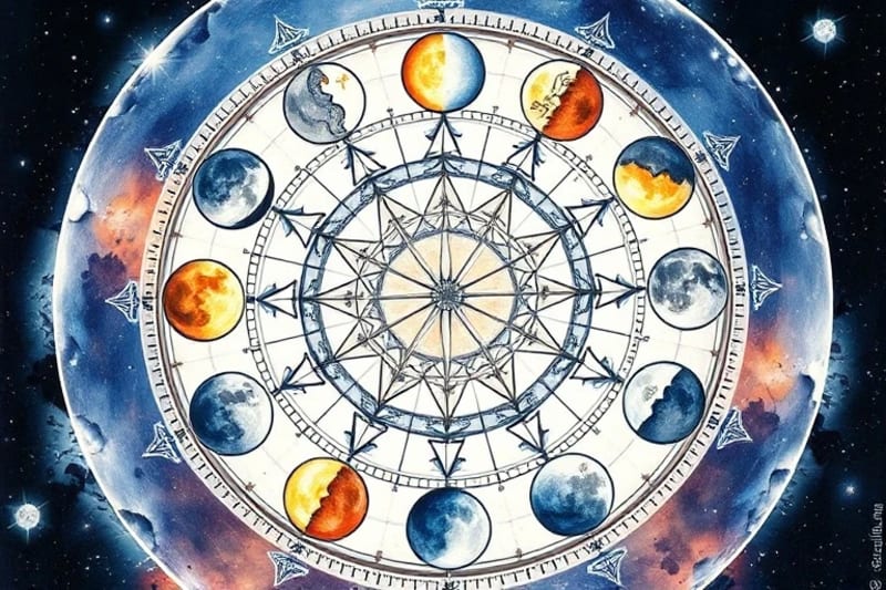 Watercolor depiction of lunar mansions