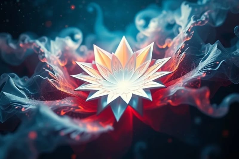 Luz etérea y energía cósmica que simboliza la paz y la fuerza creativa