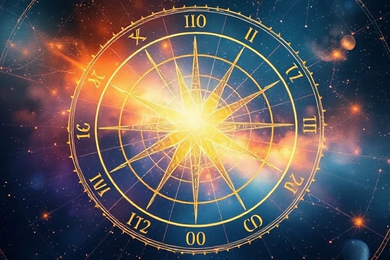 Intrincado tapiz de hilos luminosos entrelazados, simbolizando las conexiones kármicas y el destino, con una luz central que representa el presente.