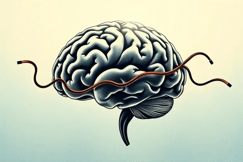Representación abstracta de nutrientes esenciales que fluyen hacia un cerebro tranquilo.