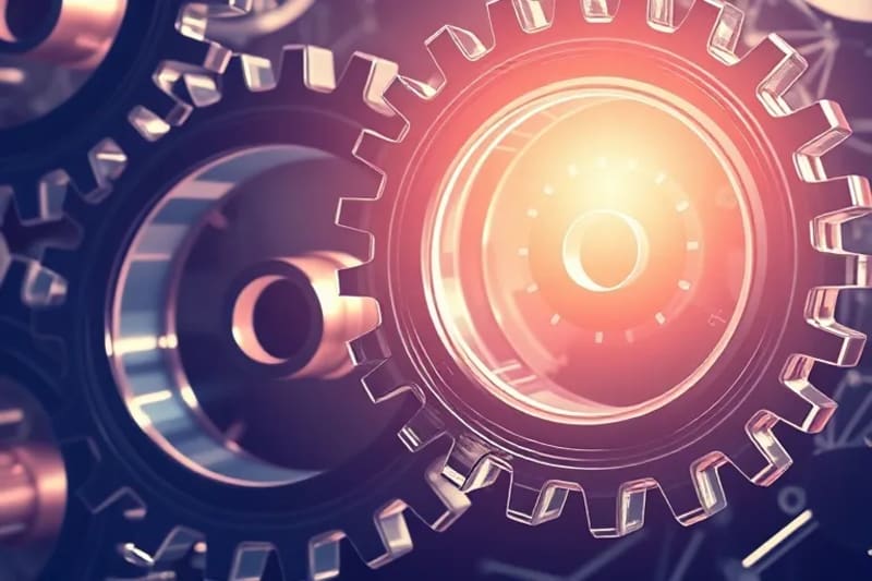 Engranajes translúcidos simbolizando transparencia y ética en IA