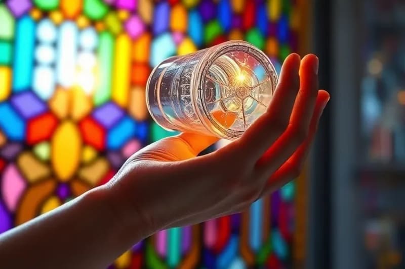 Futuristic bio-engineered water filtration device with glowing elements
