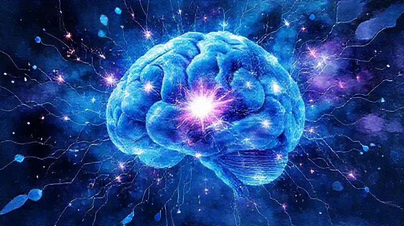 Representación 3D de intrincadas redes neuronales en el cerebro con patrones de luz
