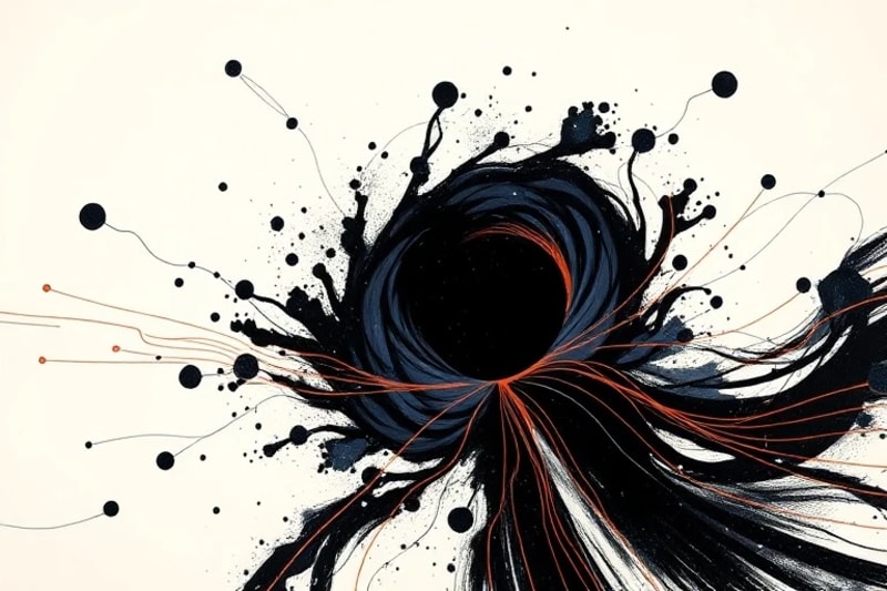 Abstract digital painting of spacetime curvature and quantum gravity concepts
