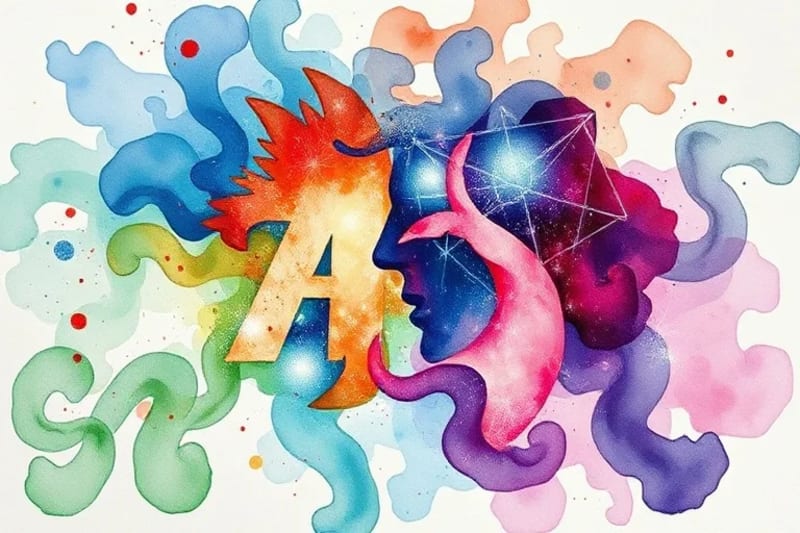 Abstract digital art representing ethical dilemmas in AI, with intersecting data streams and geometric shapes.
