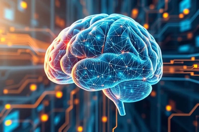 Representación abstracta de la conexión entre cerebro humano y arquitectura