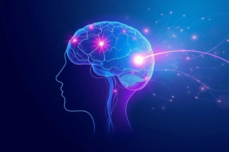 Representación digital de ondas sonoras interactuando con el cerebro