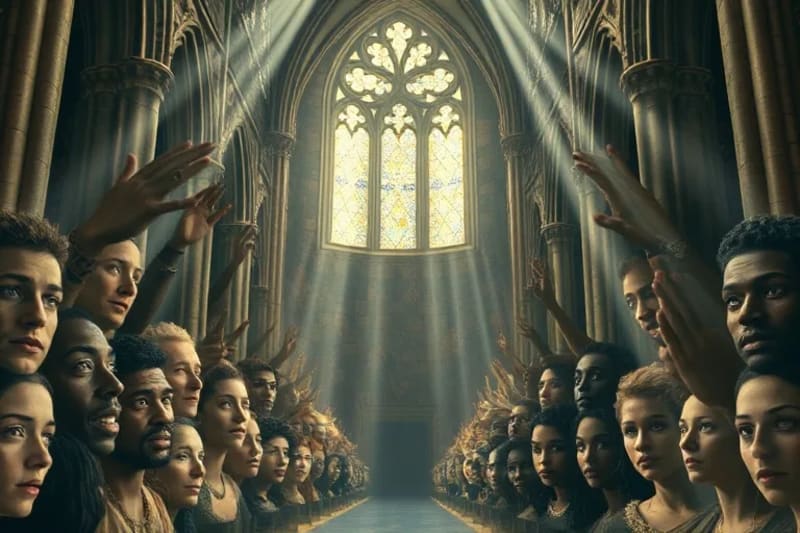 Mosaico de rostros que simbolizan la diversidad del testimonio y la resistencia espiritual