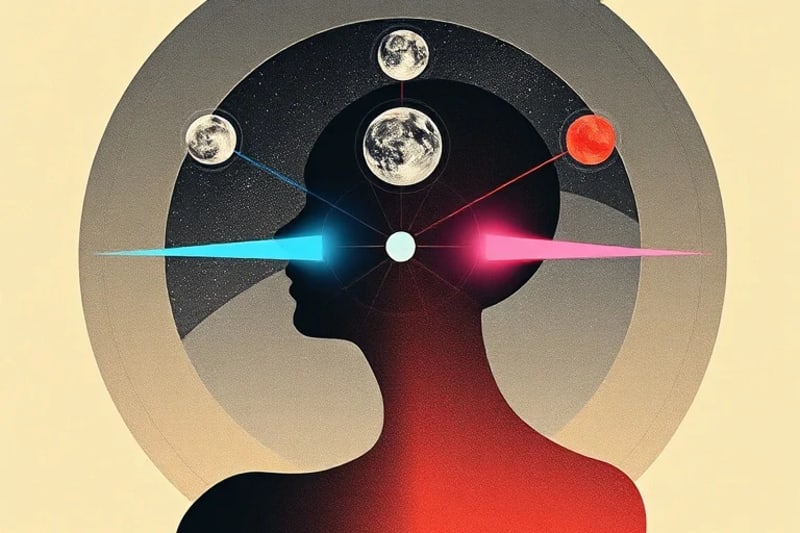Representación abstracta de la energía asteroide en el ser
