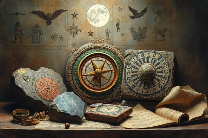 Ancient astronomical instruments and esoteric symbols