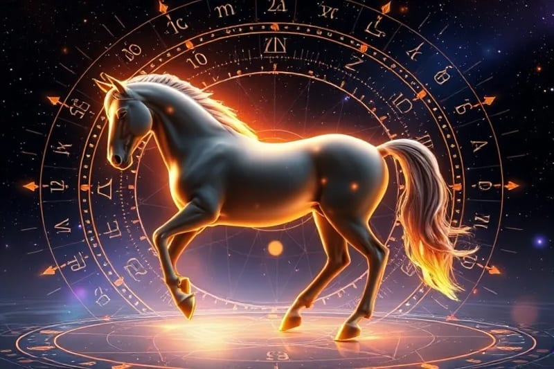 Aura estilizada de un caballo, mostrando capas de energía y colores, en un render 3D.