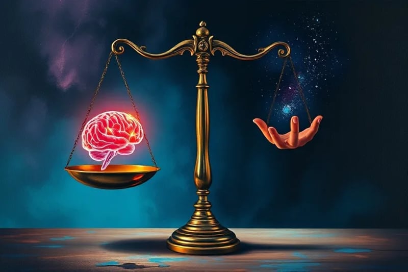 Conceptual scale balancing AI and human choice