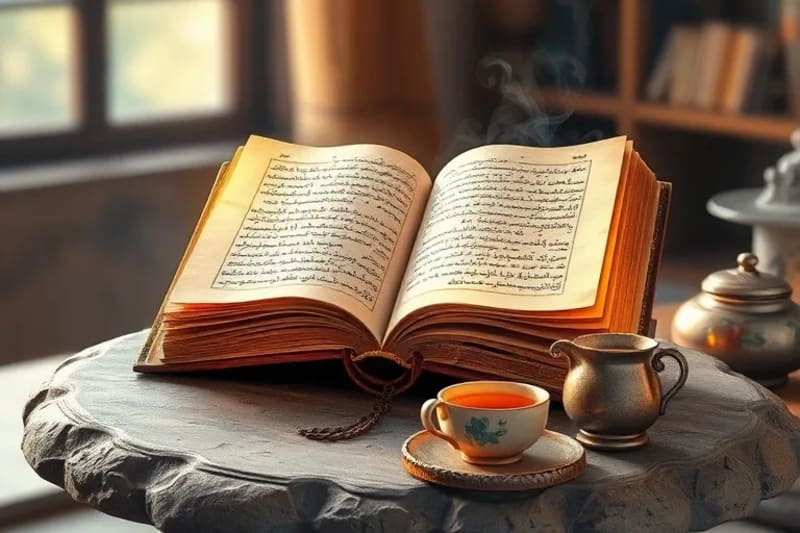 Libro de oración abierto con escritura antigua, simbolizando la sabiduría y la tradición de la Liturgia de las Horas.