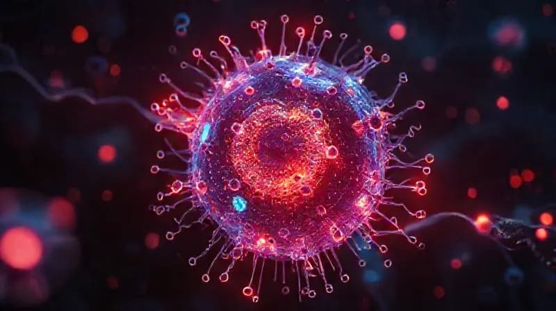 Células humanas interactuando con microplásticos