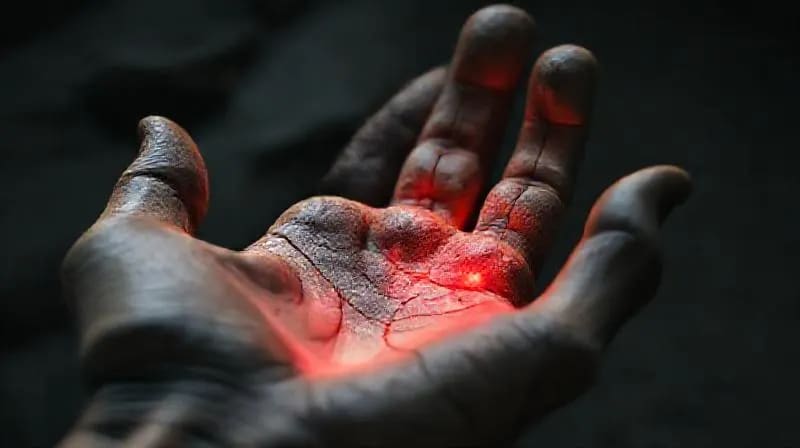 Mano con luz mística y neural