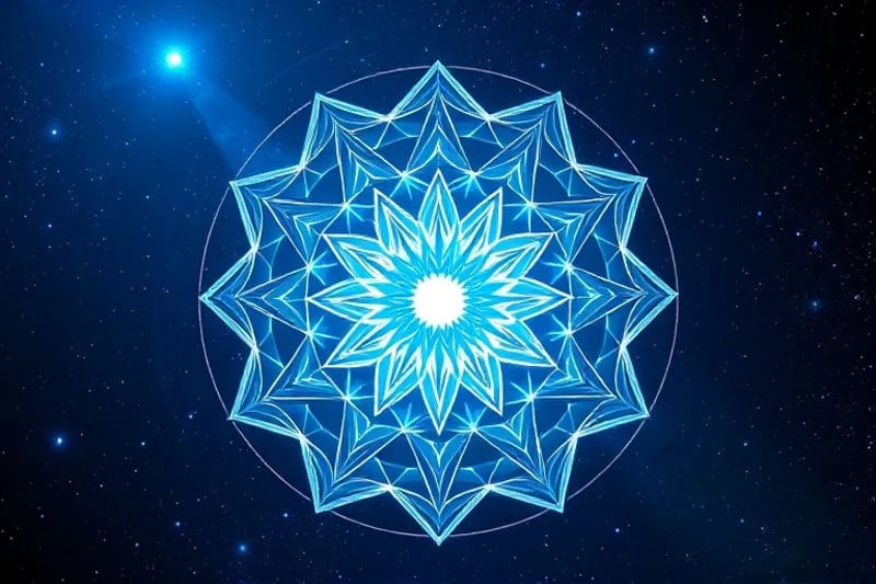 Vibrant digital art of the Flower of Life pulsating with energy