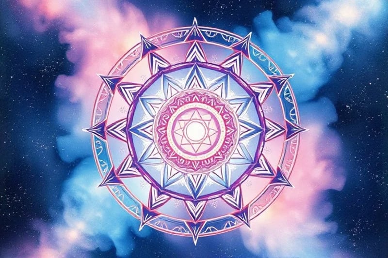 Abstract watercolor of peace and cosmic flow